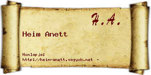 Heim Anett névjegykártya